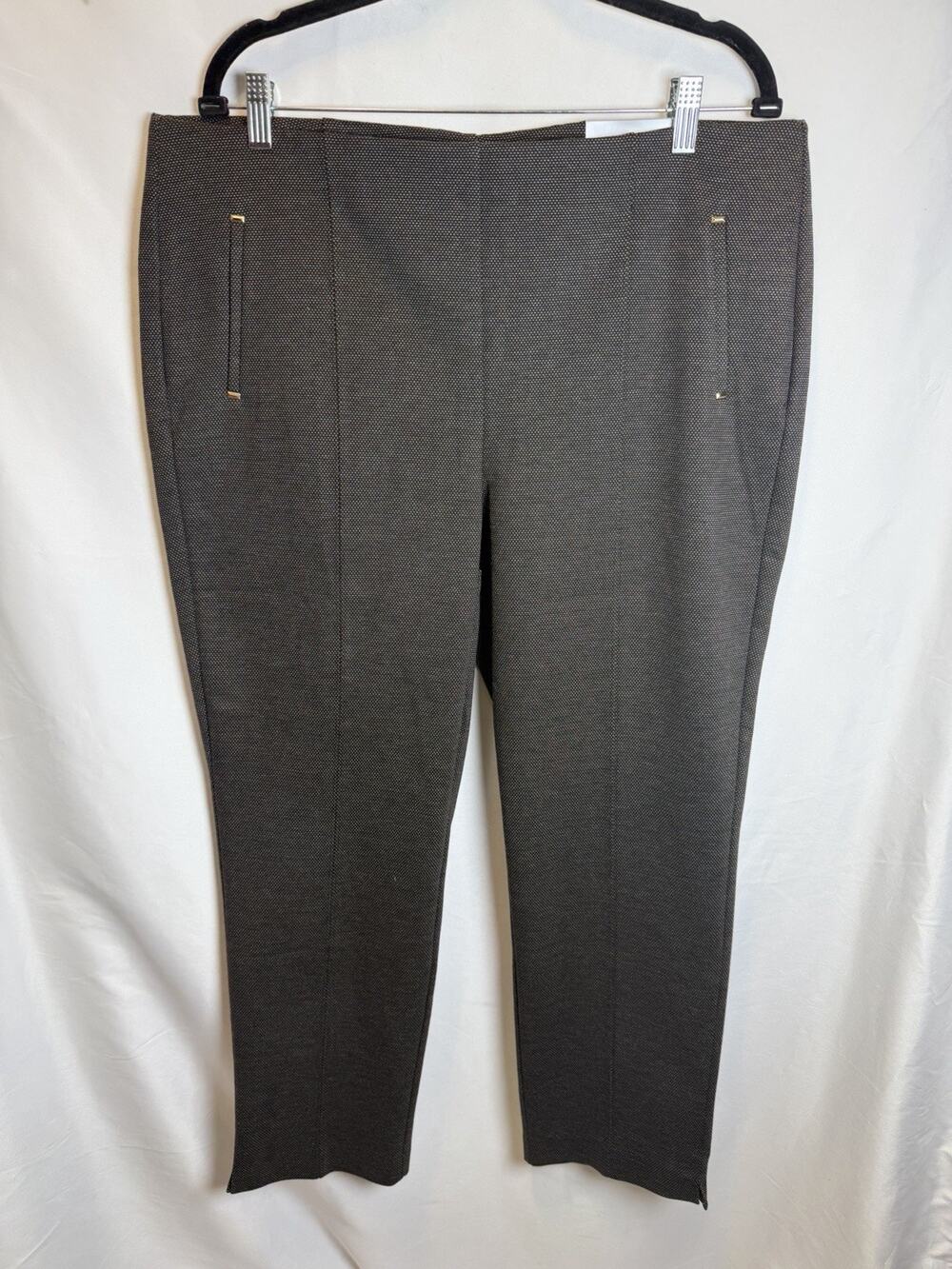 Chicos So Slimming 360 Juliet Slim Leg Pants 3 US16/18 Houndstooth Brown NWT